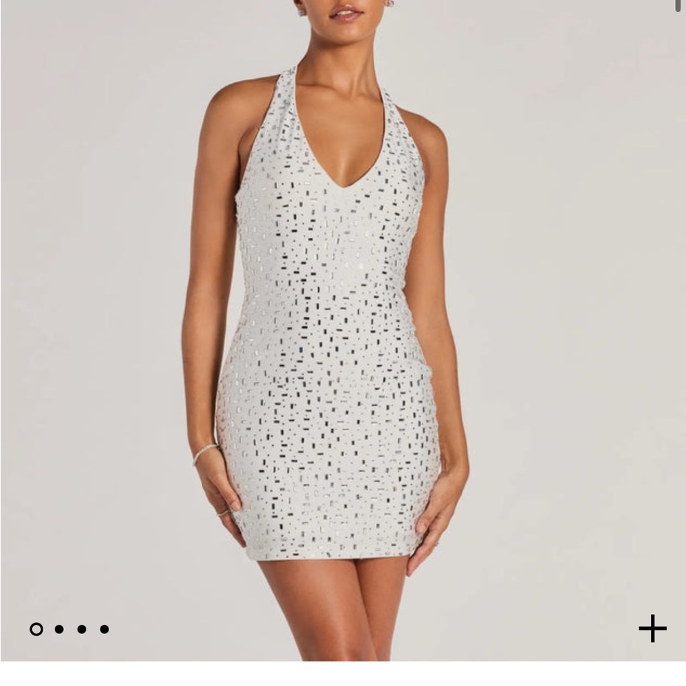 White rhinestoned mini dress